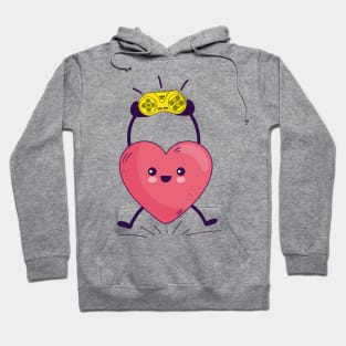 Funny Heart Gaming Valentines Day Men Women Boys Girl Gamer Hoodie